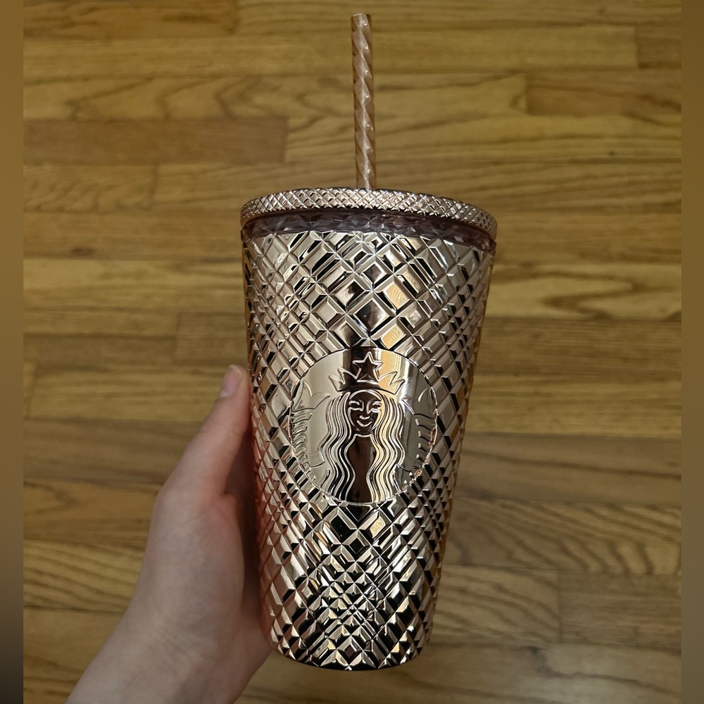 Rose gold metallic starbucks grande 16oz cup nwt